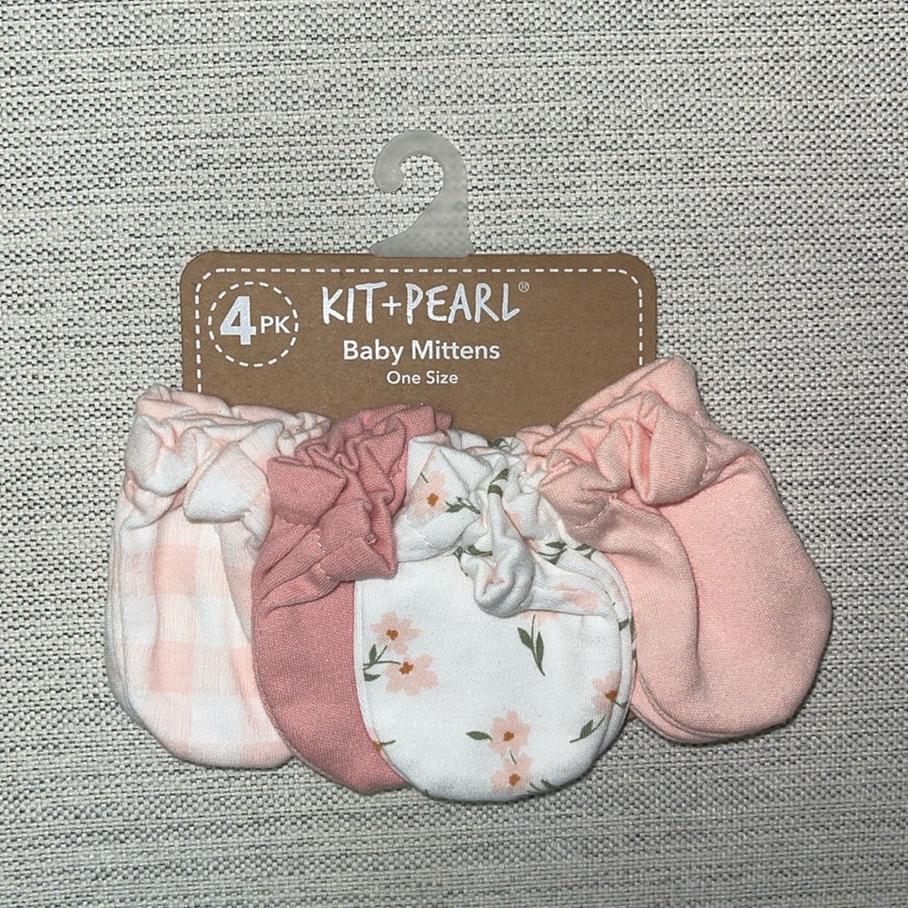 Kit + Pearl 4 Pack Pink Baby Mittens